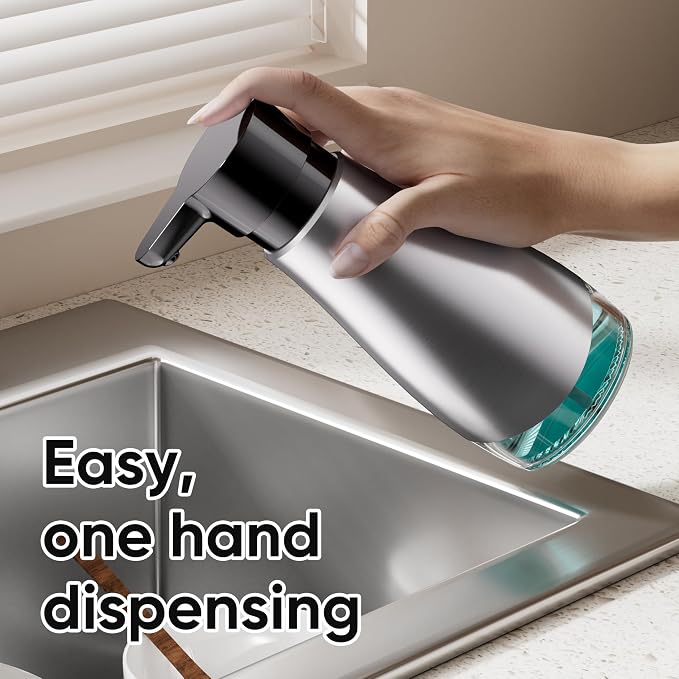 Oasis Creations 500 mL /17fl.oz Stainless Steel Liquid Soap Dispenser - Image 6