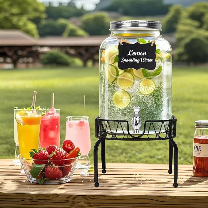 DHSBTLS 2 Gallon Glass Drink Dispensers, 1 Pack Clear Beverage Dispenser - Image 7