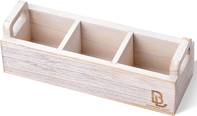 BAMBOO LAND- Wooden Tea Bag Organizer, 3 Slot Small Wooden Tea Bag Holder by BAMBOOLAND