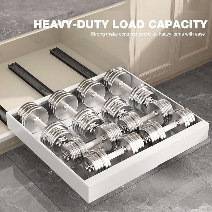 Seinloes 4 Pack Pull Out Cabinet Organizer 22" Deep, Full Extension 3 Slide - Image 9