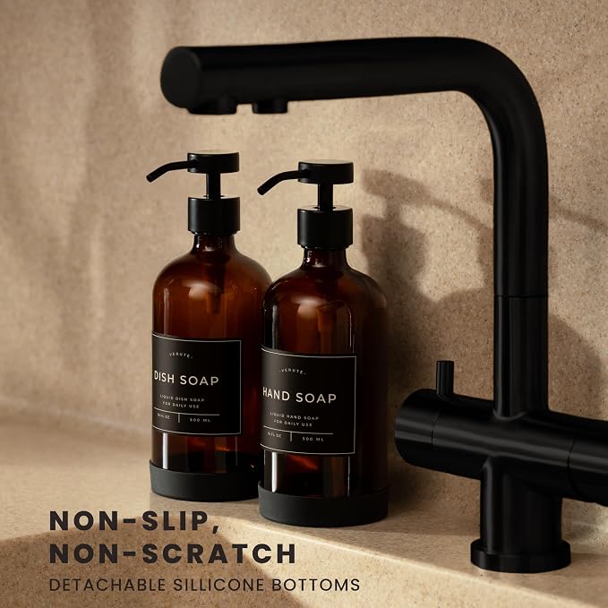 Hand and Dish Soap Dispenser for Kitchen and Bathroom, Stainless Steel Pumps - Image 2