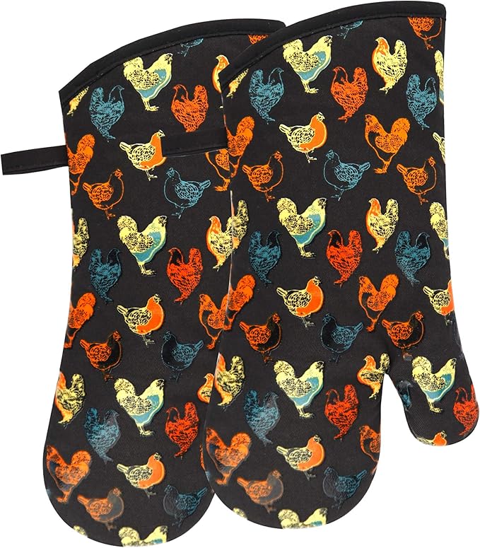 Oven Mitts Gloves 1 Pair Heat Resistant 480 ℉ Non Slip Clear Silicone Printed by REDLMLDETA