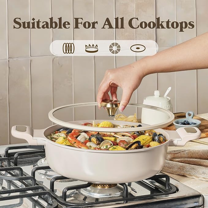 CAROTE 4.5Quart Stock Pot with Lid, Non Toxic Ceramic Soup Pot, Nonstick - Image 5