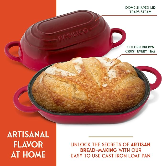Enameled Cast Iron Bread Oven 2 Qt, Non-Stick Single Loaf Cast Iron Bread Pan - Image 3