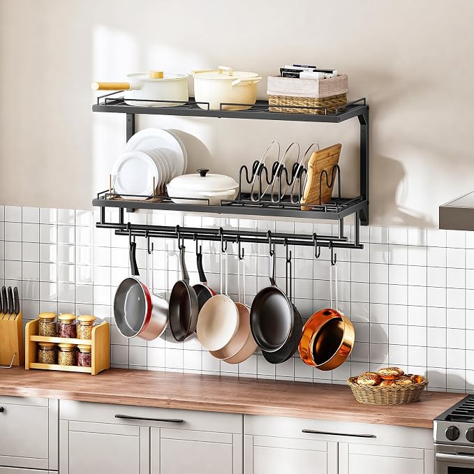 CHOEZON Pot Rack, Wall Mounted Pan Holder, 2-Tier Pot and Pan Organizer - Image 3