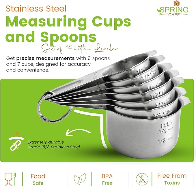Spring Chef Stainless Steel Measuring Cups and Spoons Set of 14 - Image 4