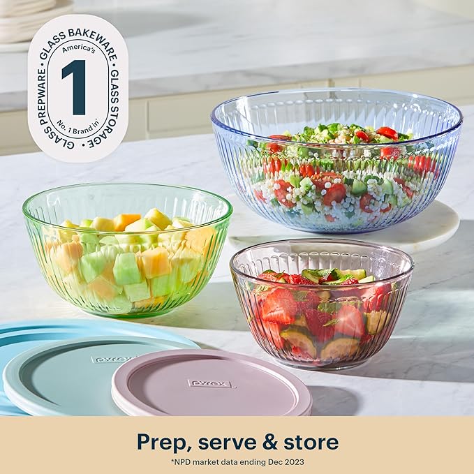 Pyrex Colors Sculpted Tinted Glass Mixing Bowls - Image 3
