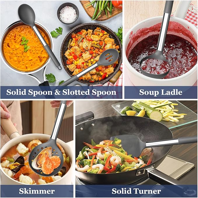 TeamFar Kitchen Utensils, for Nonstick Cookware Frying Flipping Draining - Image 5