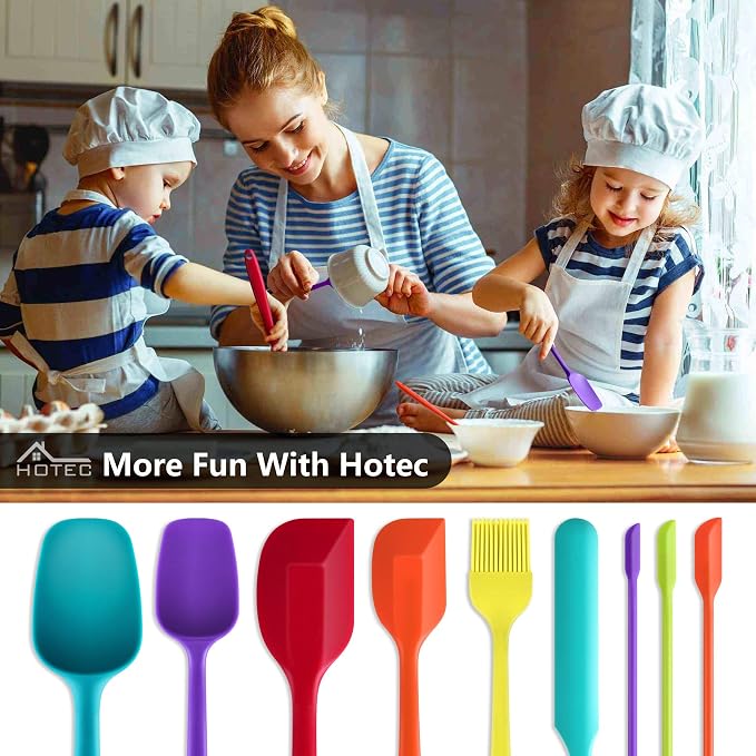 HOTEC BPA Free Heat Resistant Silicone Spatula Set Kitchen Utensils - Image 7