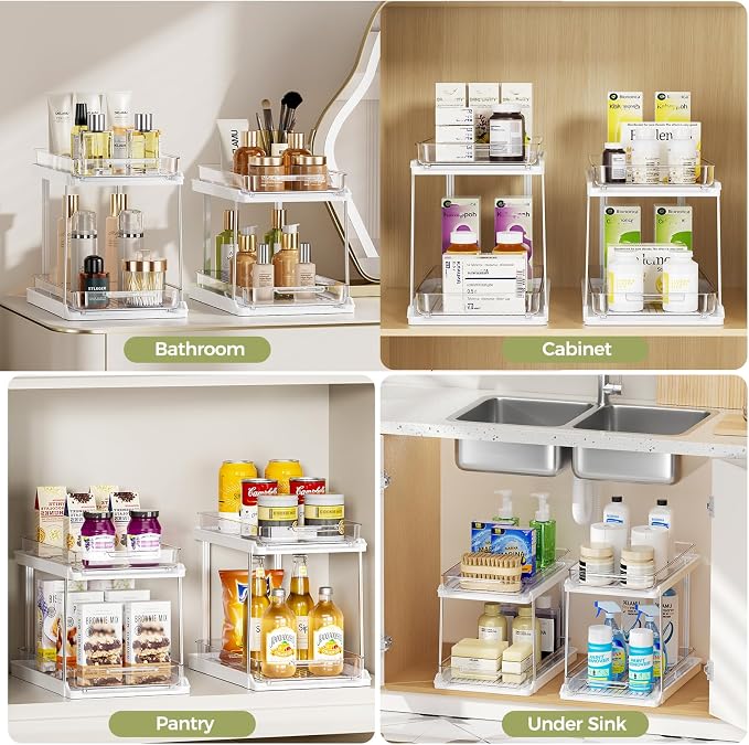 Delamu 2-Tier Bathroom Under Sink Organizers and Storage, Pull Out Cabinet - Image 7