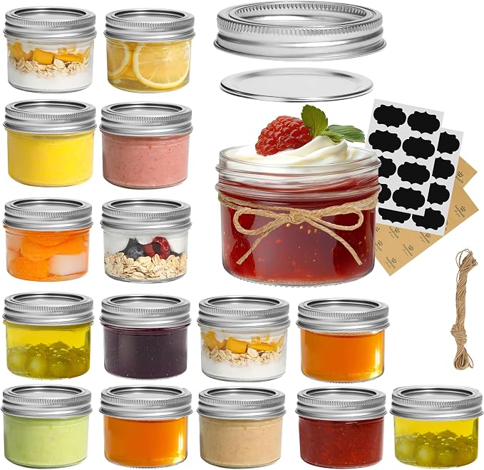 ComSaf Mini Mason Jars Bulk 4oz 16PCS, Regular Mouth Mason Jar - Image 9
