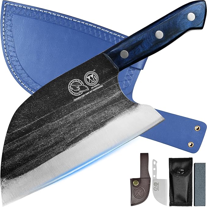 XYJ Authentic Since 1986, Ancient Forged Butcher Knives, Serbian Chef Knife by XYJ