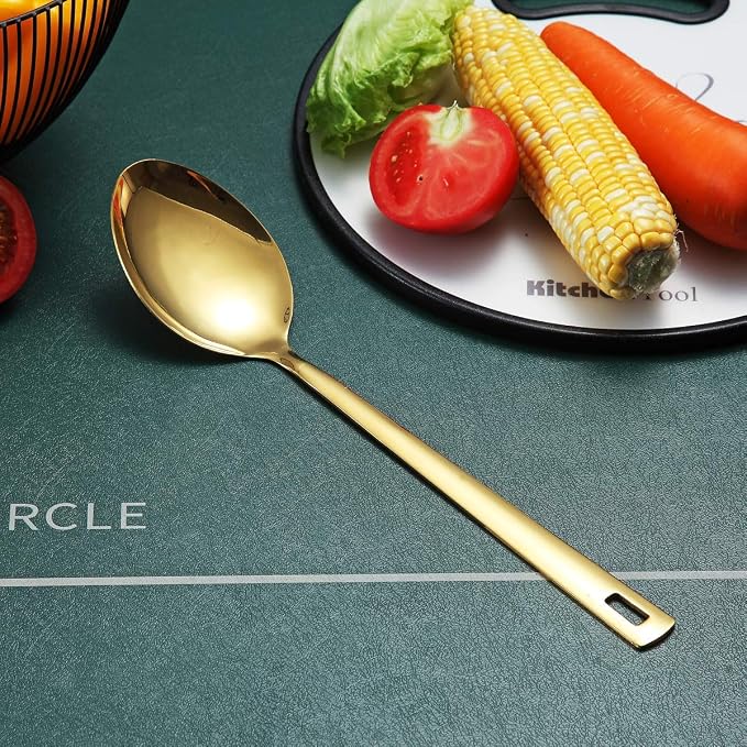 Berglander Gold Cooking Spoon, Stainless Steel Solid Serving Spoon Titanium - Image 2