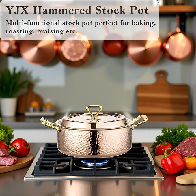 YJX 6.7QT Hammered Stock Pot - Image 3