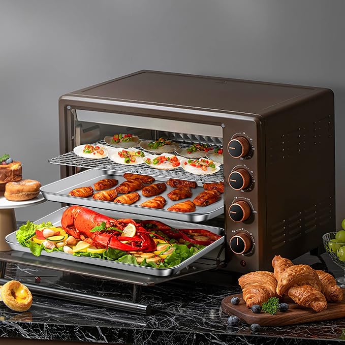 Baking Sheet with Cooling Rack Set, Deedro Stainless Steel Cookie Half Sheets - Image 6