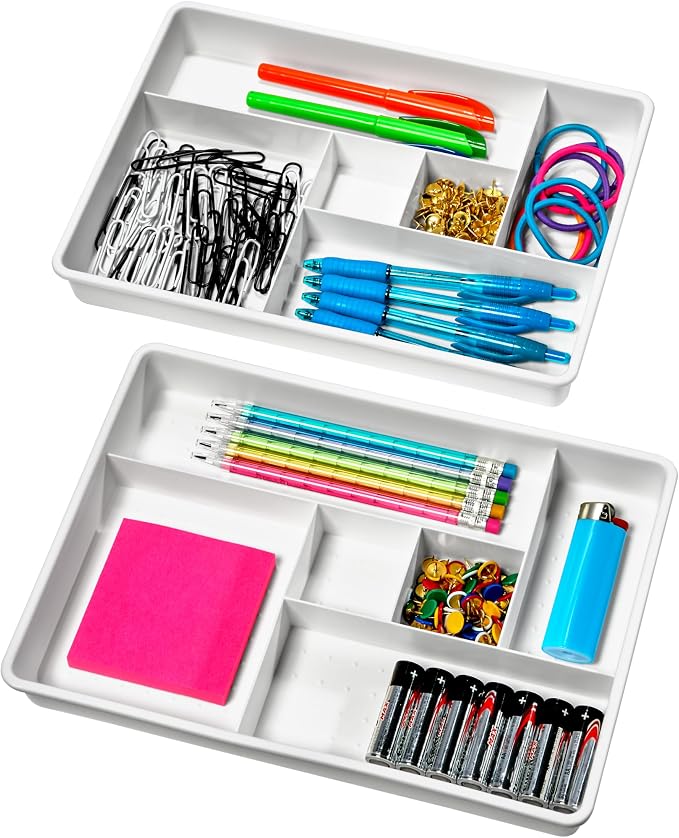 Madesmart Set of 2 Plastic 6-Compartment Drawer Organizer Gadget Trays by madesmart%C2%AE