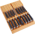 Utoplike In-drawer Knife Block Bamboo Kitchen Knife Drawer Organizer Large by Utoplike