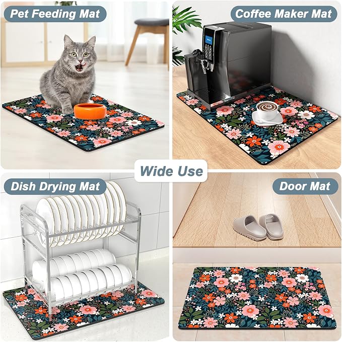 Rnivvi Coffee Mat, Hide Stain Rubber Backed Absorbent Dish Drying Pad - Image 7