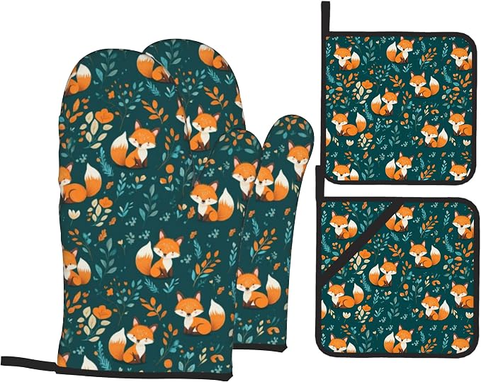 Fall Oven Mitts and Hot Pads Set by Unknown