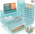 StorMiracle 23 PCS Clear Plastic Drawer Organizers Set, 4 Size Desk Drawer by StorMiracle