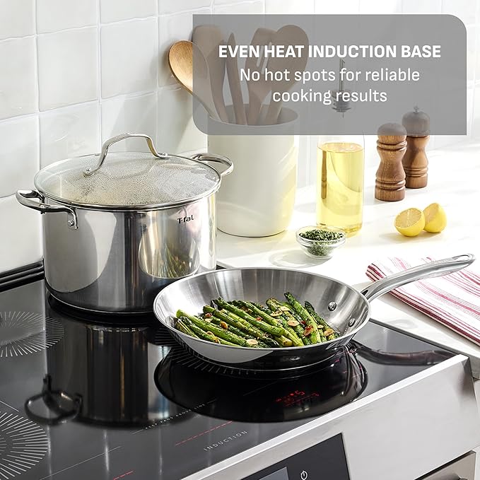 T-Fal Gourmet Stainless Steel Fry Pan 8.5 Inch Induction Compatible Skillet Pan - Image 4