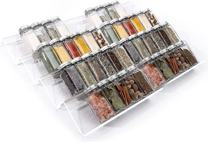 MIUKAA Clear Acrylic Spice Drawer Organizer, 4 Tier- 2 Set Expandable From 9" - Image 7