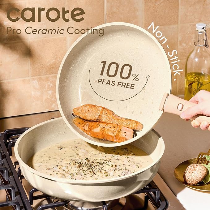 CAROTE 25PCS Ceramic Cookware Set, Pots and Pans set Non Stick, RV Kitchen - Image 3