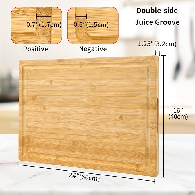 Utoplike Extra Large XXXL Bamboo Cutting Board 24 x16 Inch, Largest Wooden - Image 4