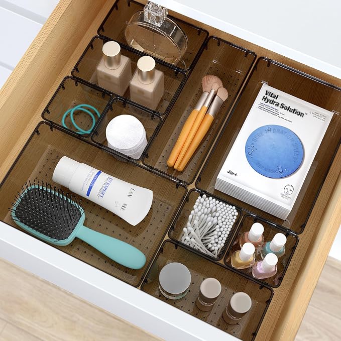 StorMiracle 33 PCS Clear Plastic Drawer Organizers Set, 4 Size Desk Drawer - Image 5