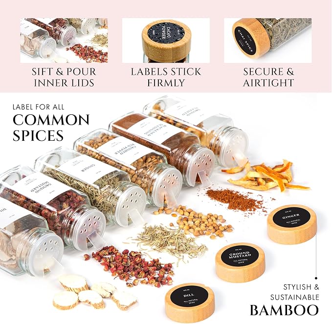 FINESSY Bamboo Glass Spice Jars - Image 5