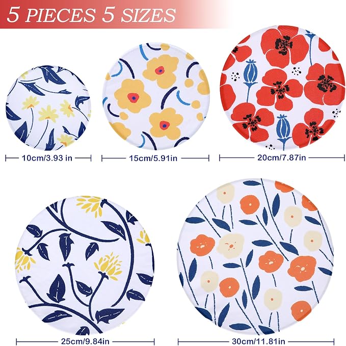 5 Pieces Bowl Covers Reusable, 5 Size Stretch Cloth Covers - Image 2