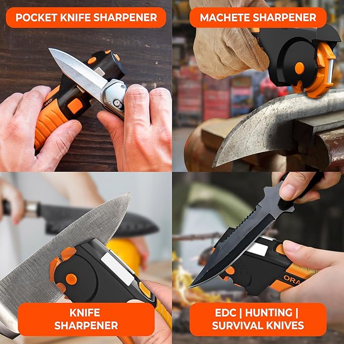 Orange Ninja 7-in-1 Garden Tool & Knife Sharpener – Sharpens Axe, Pruner & - Image 6