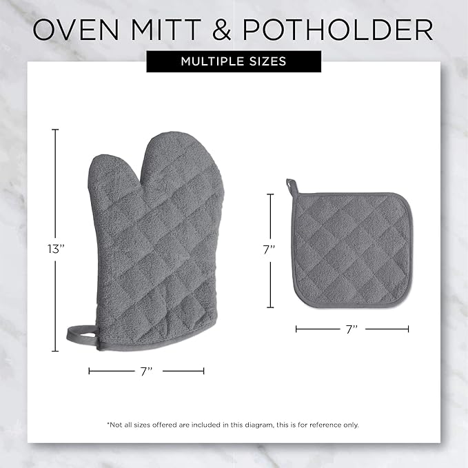 DII Basic Terry Collection 100% Cotton Quilted, Oven Mitt, Dark Green, 2 Piece - Image 12