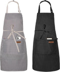 Serrenf 2 Pack Apron, Cooking Kitchen Aprons, Adjustable Bib Apron by serrenf