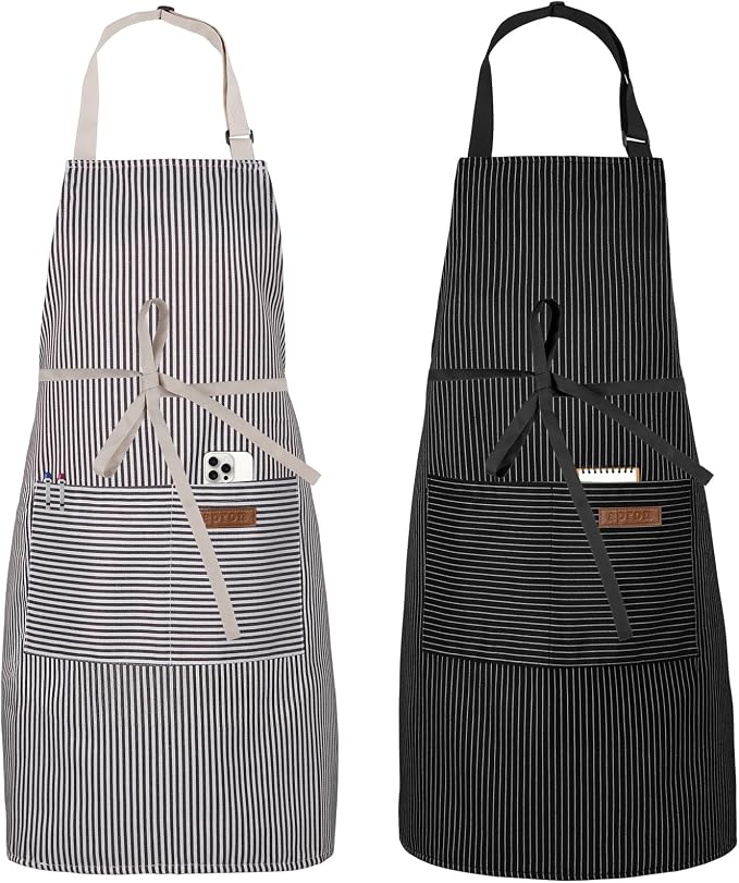 Serrenf 2 Pack Apron, Cooking Kitchen Aprons, Adjustable Bib Apron by serrenf