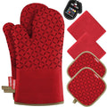 KEGOUU Oven Mitts and Pot Holders 6pcs Set, Kitchen Oven Glove High Heat by KEGOUUOvenMitt