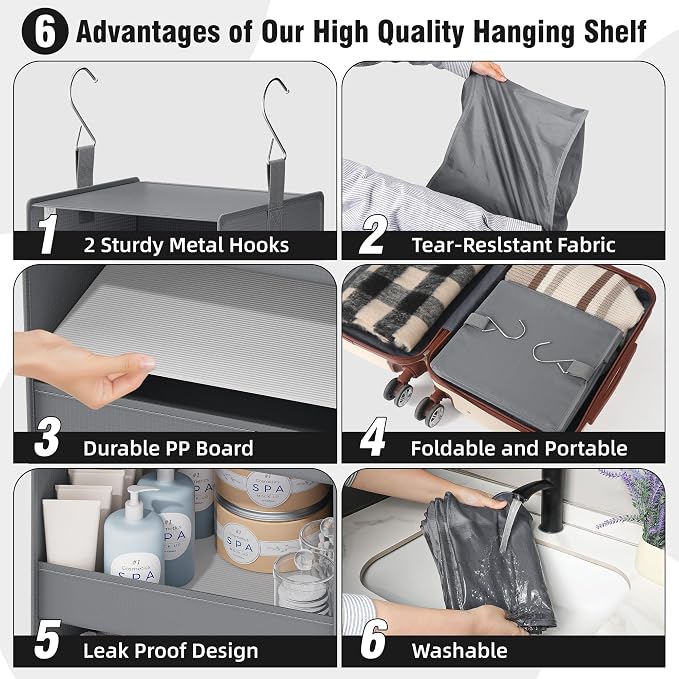 GRANNY SAYS 4-Shelf Hanging Organizer, Closet Hanging Shelves, Closet Hanging - Image 4