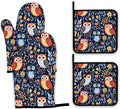 Colorful Cute Owl Oven Mitts and Pot Holders, Heat Resistant Oven Mitts Gloves by Unknown
