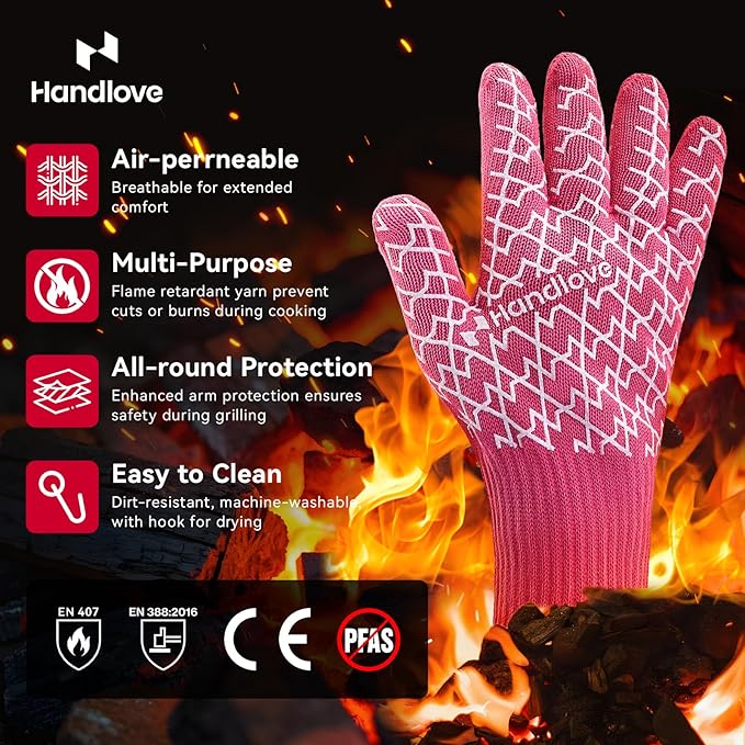 HandLove Aramid Heat Resistant BBQ Gloves – Grilling & Oven Gloves - Image 2