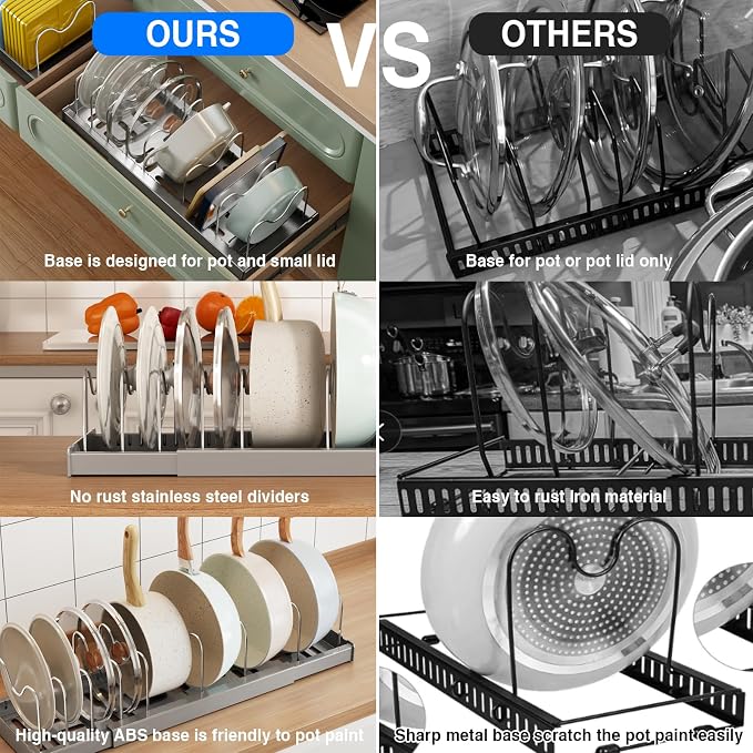 Mustorn 2 Pack Pots and Pans Organizer Under Cabinet - Image 5