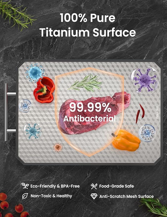 Cutting Board for Kitchen, Non Toxic Titanium Cutting Board, Double-Sided Metal - Image 3