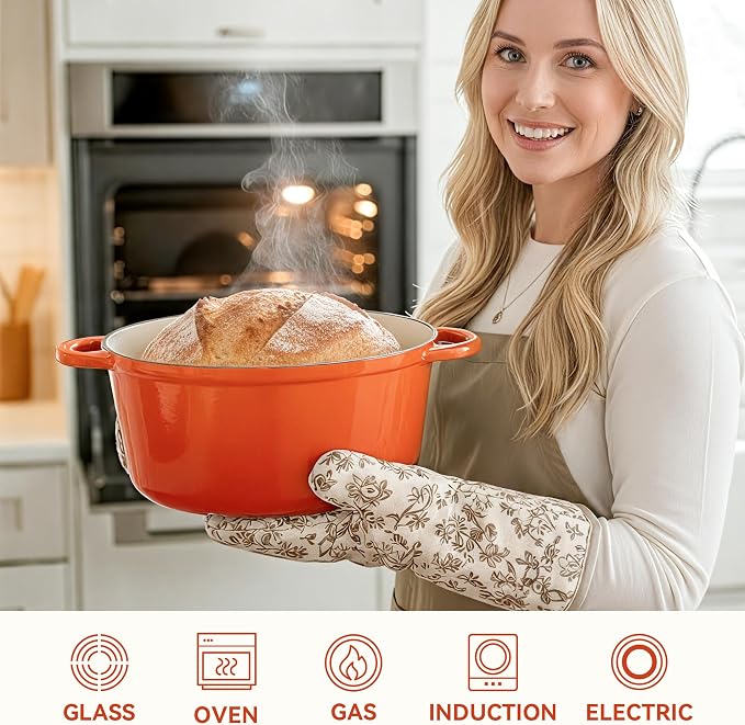 4.5 Quart Dutch Oven Pot with Lid, Non Stick Enameled Cast Iron Dutch Oven - Image 5