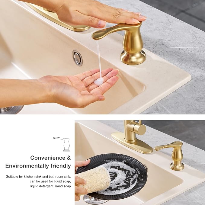 GAGALIFE Kitchen Sink Soap Dispenser Brushed Gold, Under Sink Soap Dispenser - Image 7