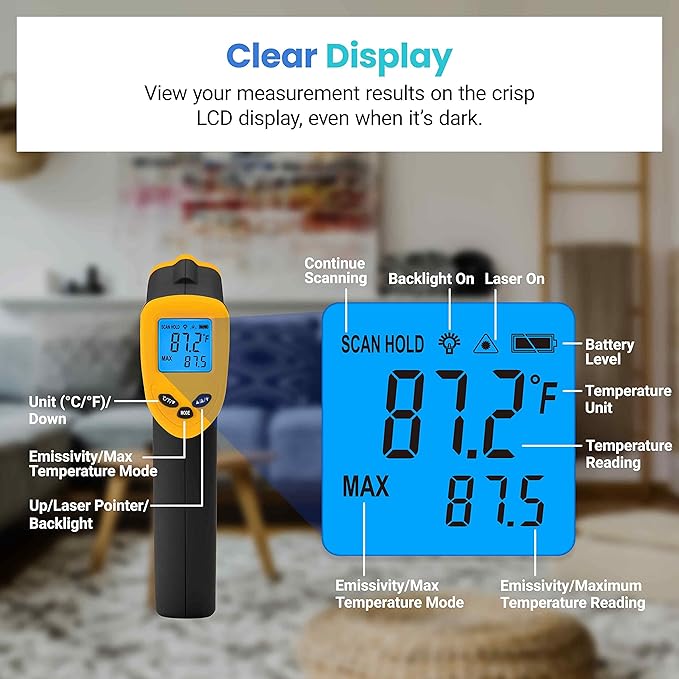 Etekcity Infrared Thermometer Laser Temperature Gun 774, Meat Food Candy Oven - Image 6