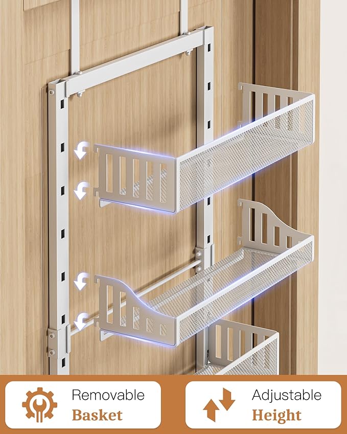 POKIPO Over the Door Pantry Organizer 8-Tier, Large Metal Door Spice Rack - Image 5
