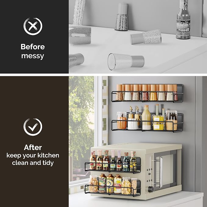 Mystozer 3 Pack Magnetic Spice Rack Organizer, Space Saver - Image 5