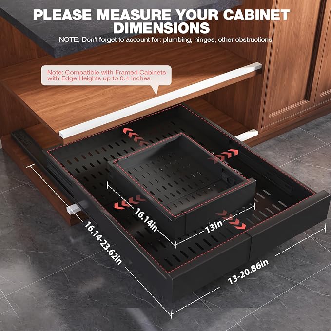 Seinloes 2 Pack Pull Out Cabinet Organizer Expandable Width and Depth, Slide - Image 5