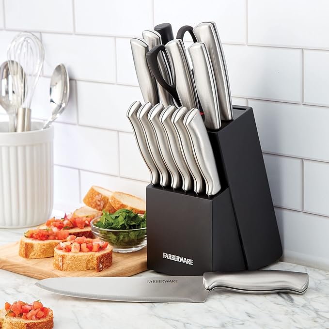 Farberware 15-Piece Kitchen Knife Set, High-Carbon Stainless Steel Blades - Image 5