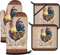 Rooster Oven Mitts and Pot Holders Sets 4Pcs, Extra Long Oven Gloves Potholder by VisittheDuibelproduct