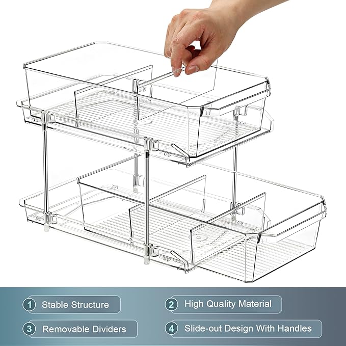 2 Tier Clear Organizer with Dividers - Image 9